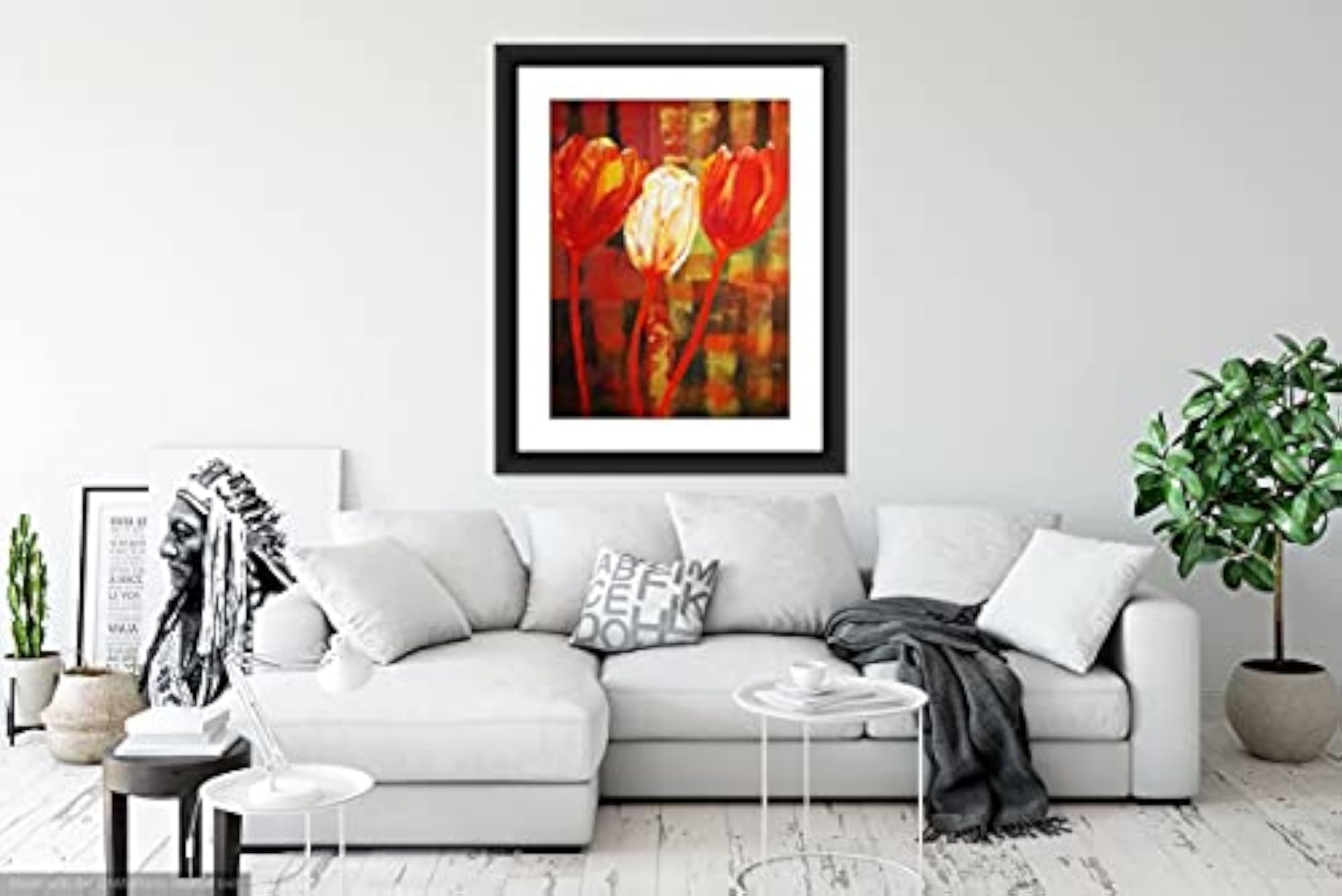 Digital Reprint Tulip Flowers Framed Wall Art Canvas